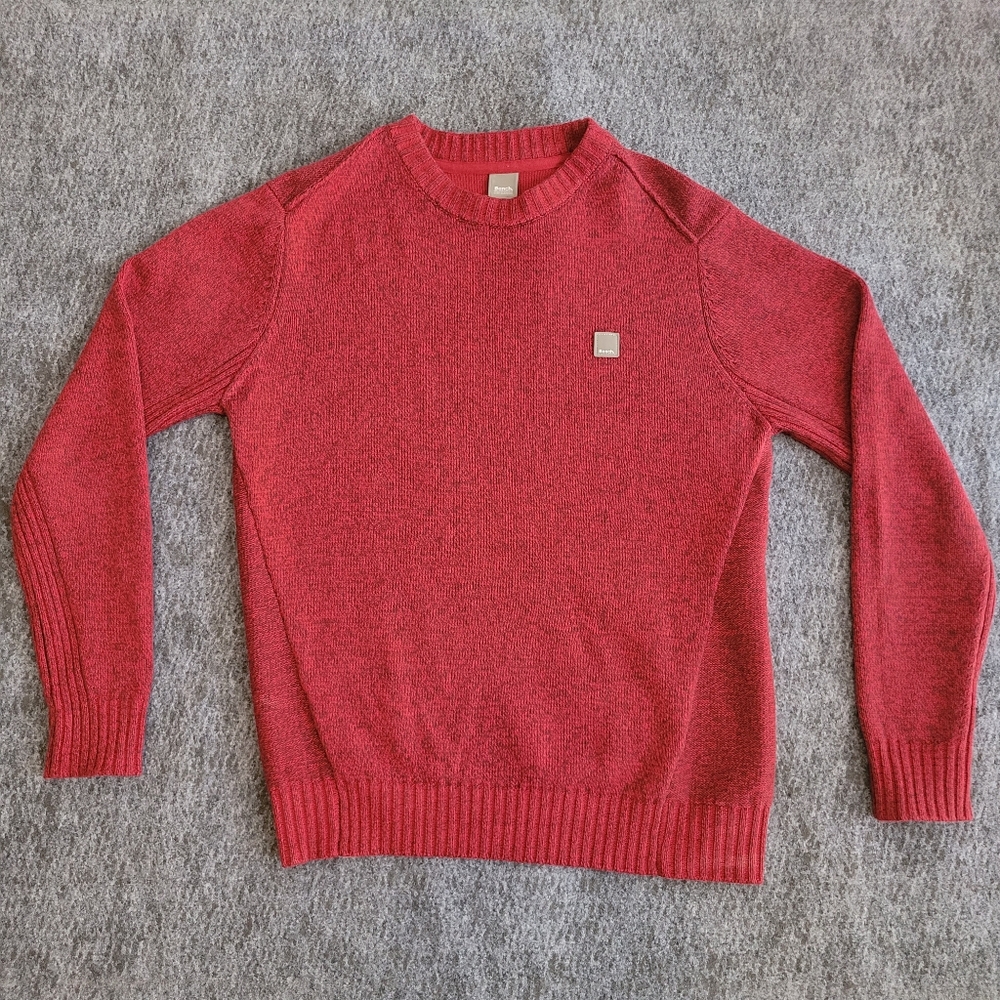 Bench Crewneck Pullover Sweater Red Mens L